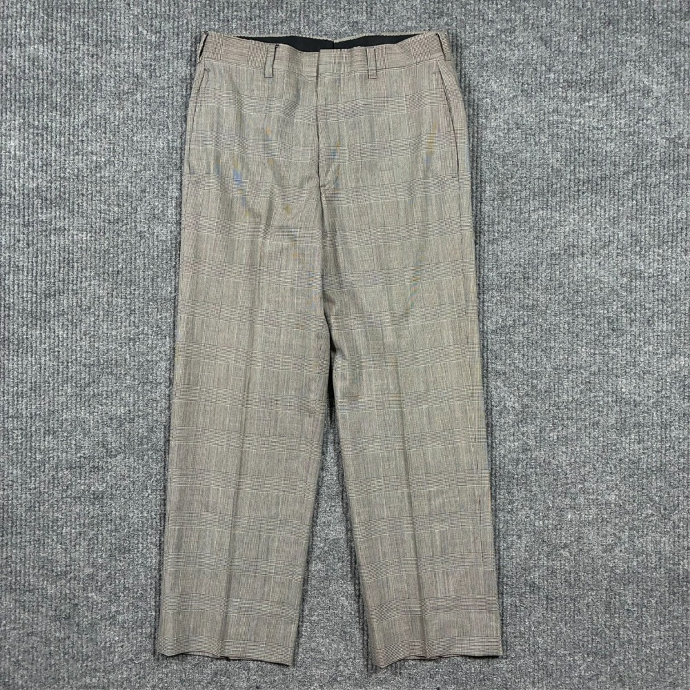 Jos. A. Bank Executive Collection Mens Gray Plaid Wool Dress Pants W30" USA Made